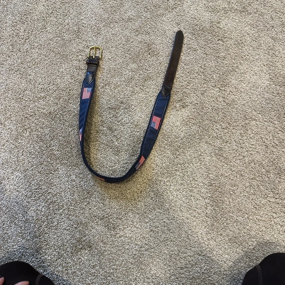 Vineyard Vines Navy Belt with American Flag